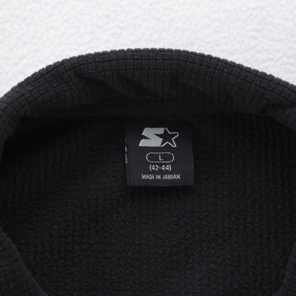 Starter Mens Black Grid Fleece 1/4 Zip Pullover Jacket Size Large L Mock Neck - Picture 6 of 10